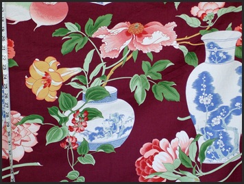 Jay Yang Canton Vase Fabric Maroon