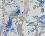 Blue green Indienne fabric bird parrot floral Remnant- 52"