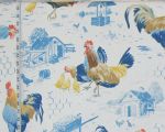 P.Kaufmann rooster strut farmhouse blue toile chicken wire