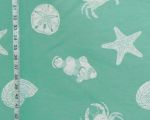Aqua green beach fabric seashells starfish tropical fish crab upholstery REMNANT- 28"