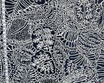 Tropical jungle leaf fabric navy blue reversible upholstery material