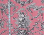 Pink toile fabric French country de Jouy