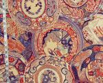 Oriental fabric vintage Imari china porcelain upholstery R- 25"