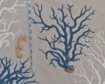 Blue coral seahorse fabric Remnant- 42"