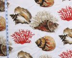 Tropical red coral fabric conch seashell Remnant- 30"