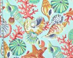 Aqua seashell fabric coral ocean medley coastal decor