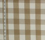 Brown buffalo check fabric taupe white- Linen