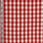 Red check gingham fabric Berry White