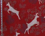Red deer fabric woodland lurex