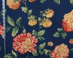 Camellia chrysanthemum flower fabric blue autumn