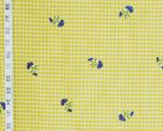 Clarence House Fabric embroidered blue flower yellow silk taffetaTropo