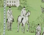 Horse hunt fabric green equestrian modern toile