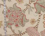 Pink rose floral Indienne fabric sage Tree of Life linen Remnant-36"