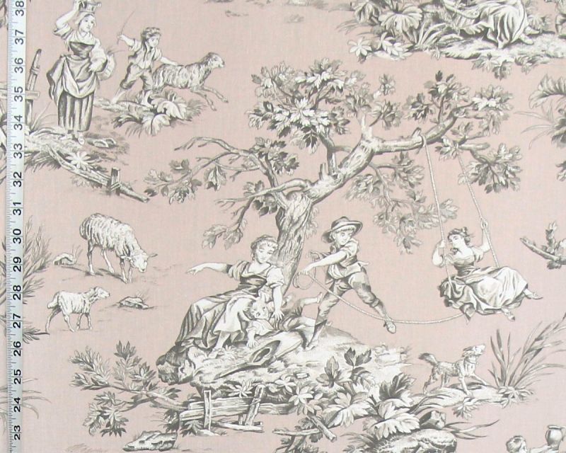 Pink toile fabric French country de Jouy from Brick House Fabric