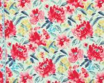 Red pink peony fabric spring flower garden watercolor