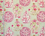 Pink Asian porcelain fabric ginger jars plates vases