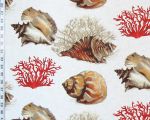 Tropical red coral fabric conch seashell