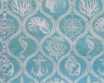 Blue ocean fabric seahorse nautical seashell outdoor upholstery Remnant- 34"