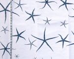 Starfish fabric sea star blue barkcloth Remnant- 30"