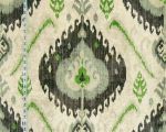 Green brown ikat fabric chenille velvet upholstery Remnant- 31"