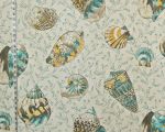 Yellow blue seashell fabric coral stone washed