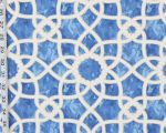 Blue lattice scroll fabric trellis tile watercolor