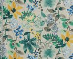 Tropical floral fabric orchids watercolor evening teal  linen