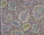 Grey Indienne fabric turquoise blue green floral linen material