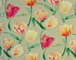 Rembrandt tulip fabric red yellow floral taupe grey spring