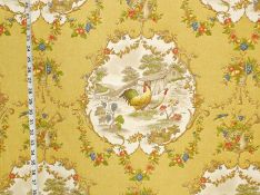 Yellow Chicken toile fabric French country Rooster P.Kaufmann County Fair