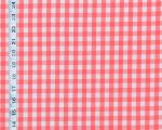 Coral orange checked gingham fabric salmon pink