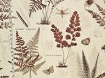 Fern fabric butterfly dragonfly brown botanical toile