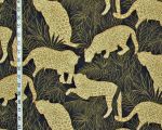 Jaguar jungle toile fabric gold metallic