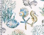 Ocean fabric fish seashell seahorse
