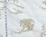 Winter fabric bear snow alpine cabin lodge decor linen white Remnant-34"