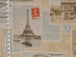 Vintage Paris France postcard fabric French Eiffel Tower