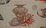 Red coral fabric antique seashell ocean document
