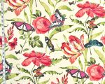 Red tulip fabric rose lily poppy butterfly salmon coral
