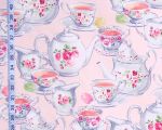 Pink teapot fabric vintage rose china teacup