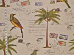 Tropical travel fabric bird palm tree letters